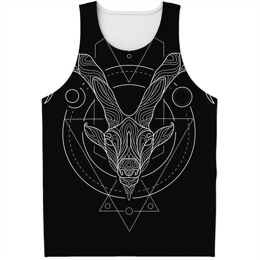 Black And White Capricorn Sign Print Men's Tank Top