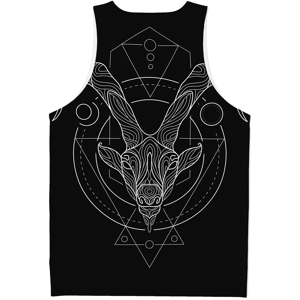 Black And White Capricorn Sign Print Men's Tank Top