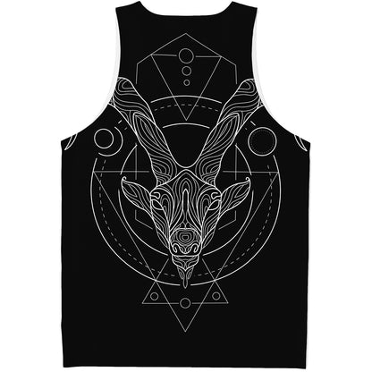 Black And White Capricorn Sign Print Men's Tank Top