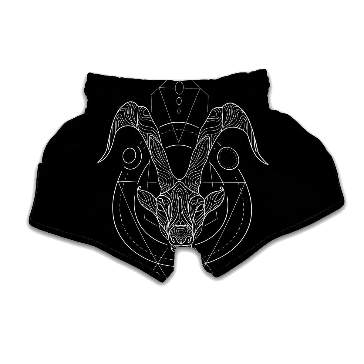 Black And White Capricorn Sign Print Muay Thai Boxing Shorts