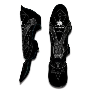 Black And White Capricorn Sign Print Muay Thai Shin Guard