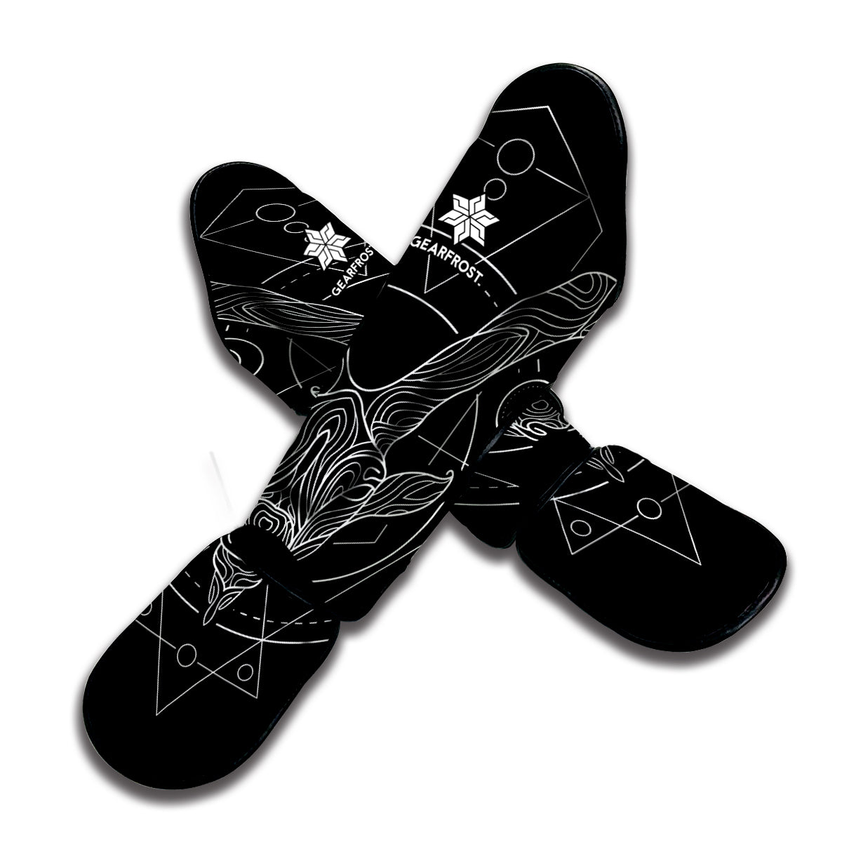 Black And White Capricorn Sign Print Muay Thai Shin Guard