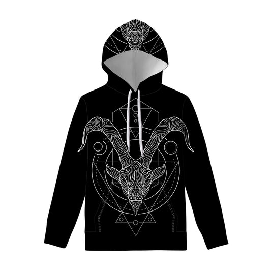 Black And White Capricorn Sign Print Pullover Hoodie