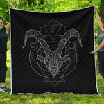 Black And White Capricorn Sign Print Quilt