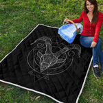 Black And White Capricorn Sign Print Quilt