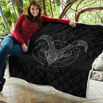 Black And White Capricorn Sign Print Quilt