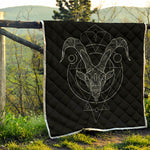 Black And White Capricorn Sign Print Quilt
