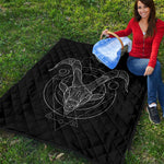Black And White Capricorn Sign Print Quilt