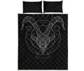 Black And White Capricorn Sign Print Quilt Bed Set