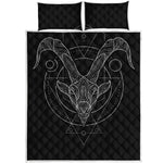 Black And White Capricorn Sign Print Quilt Bed Set