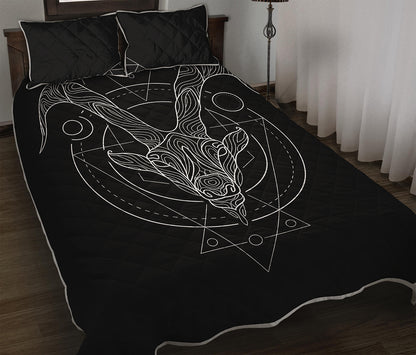 Black And White Capricorn Sign Print Quilt Bed Set