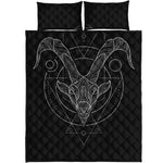 Black And White Capricorn Sign Print Quilt Bed Set