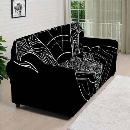 Black And White Capricorn Sign Print Sofa Cover