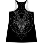 Black And White Capricorn Sign Print Women's Racerback Tank Top
