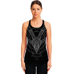 Black And White Capricorn Sign Print Women's Racerback Tank Top