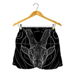 Black And White Capricorn Sign Print Women's Shorts