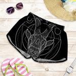 Black And White Capricorn Sign Print Women's Shorts