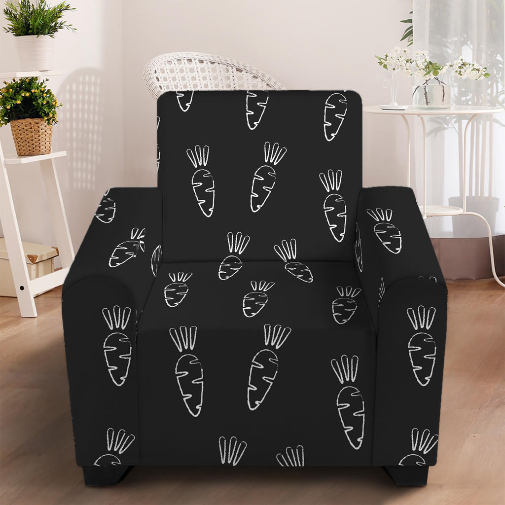 Black And White Carrot Pattern Print Armchair Slipcover