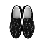 Black And White Carrot Pattern Print Black Slip On Shoes