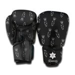 Black And White Carrot Pattern Print Boxing Gloves