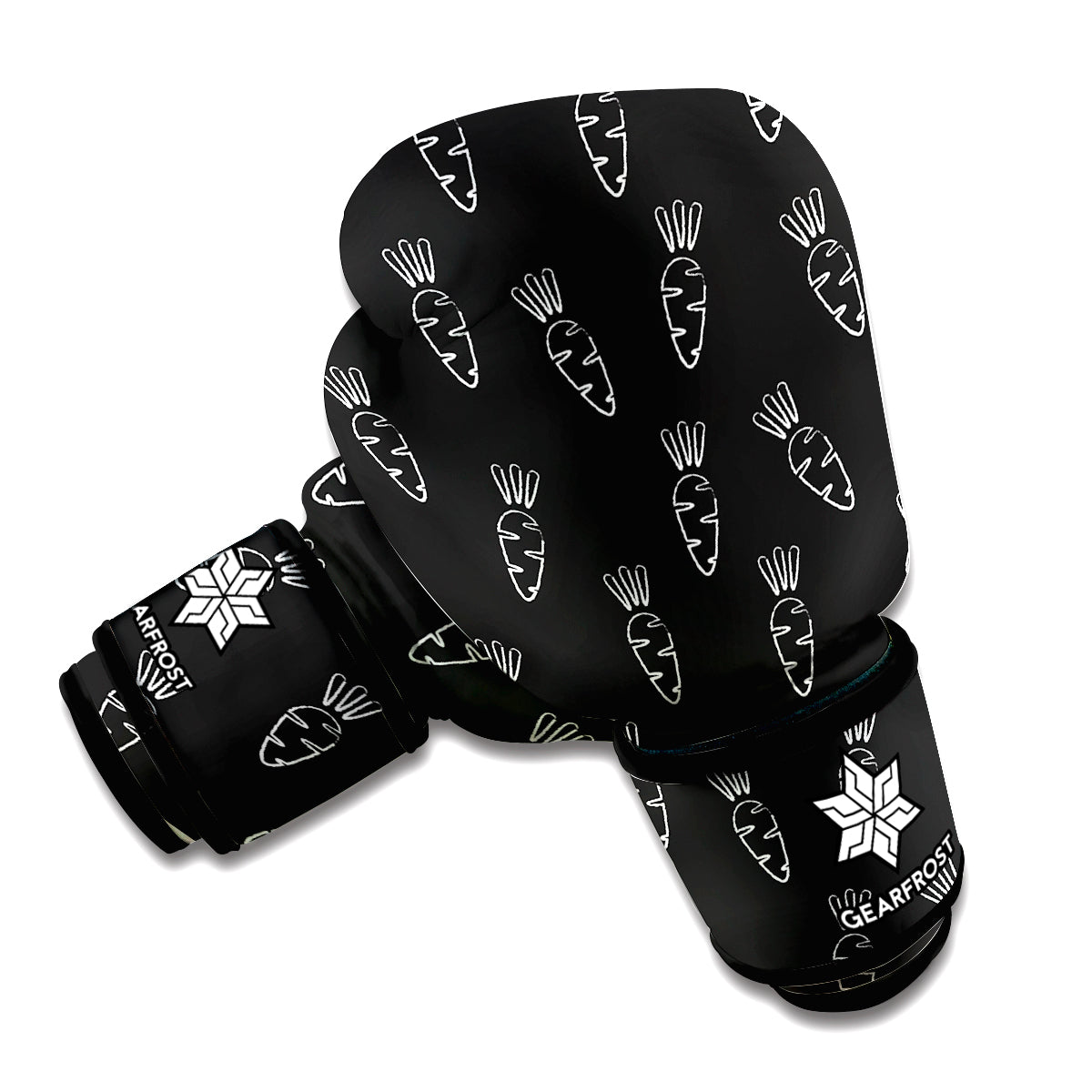 Black And White Carrot Pattern Print Boxing Gloves