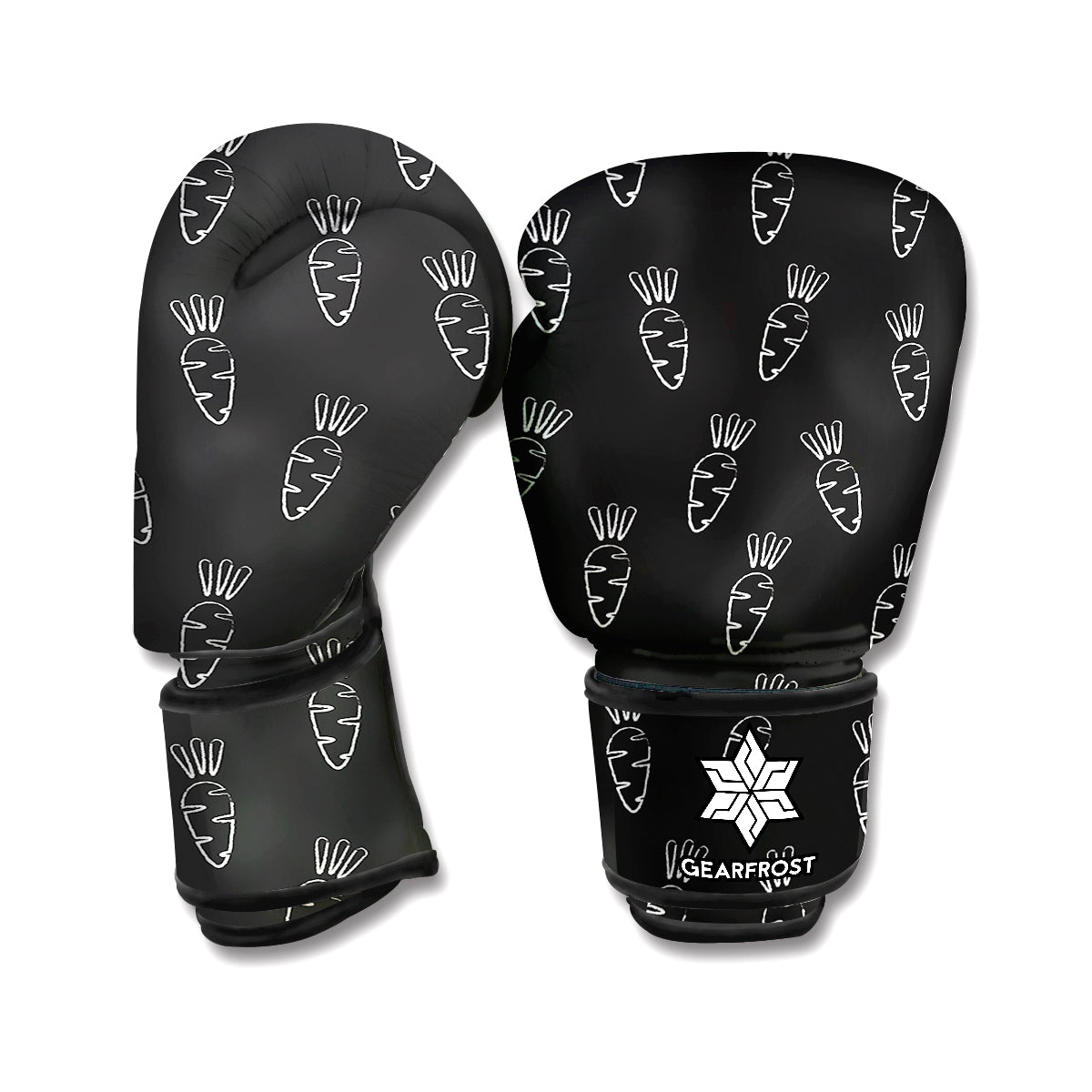 Black And White Carrot Pattern Print Boxing Gloves