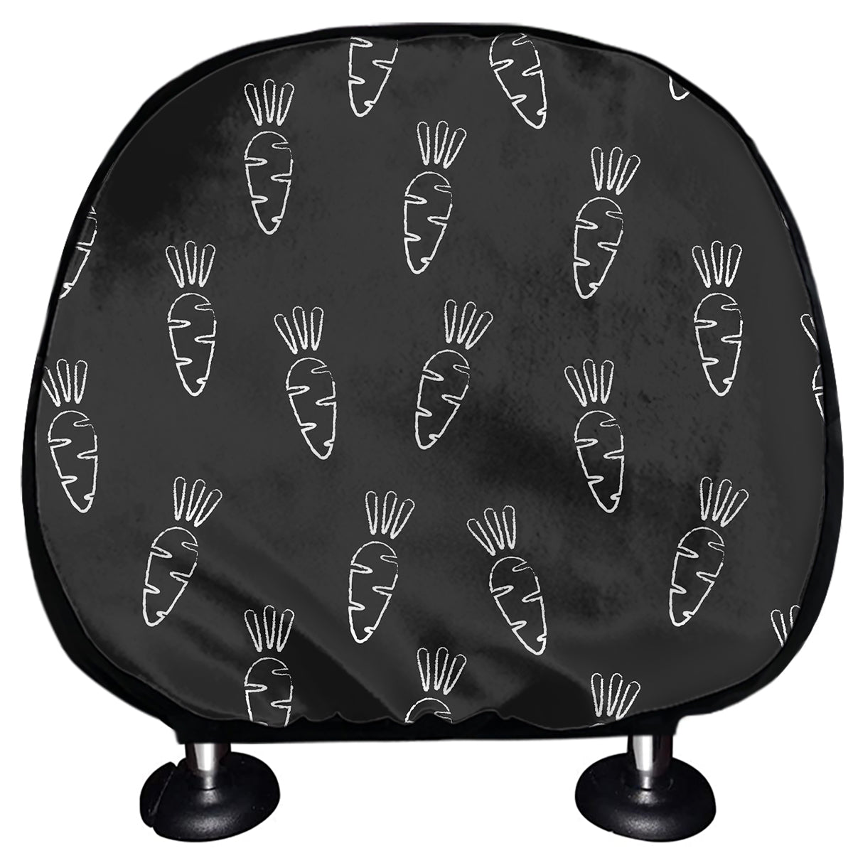 Black And White Carrot Pattern Print Car Headrest Covers