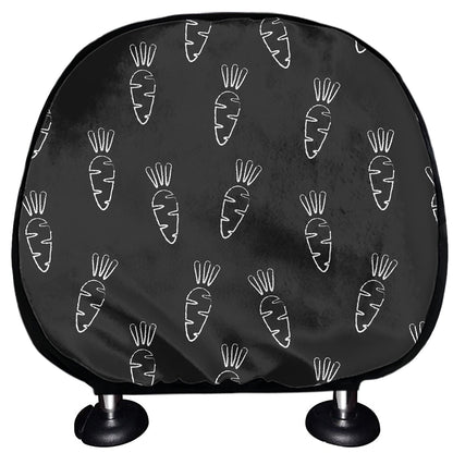 Black And White Carrot Pattern Print Car Headrest Covers