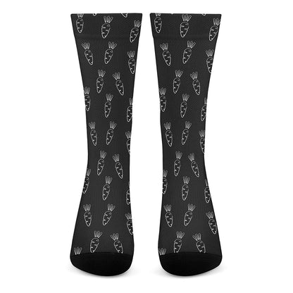 Black And White Carrot Pattern Print Crew Socks