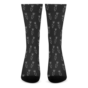 Black And White Carrot Pattern Print Crew Socks