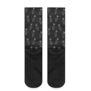 Black And White Carrot Pattern Print Crew Socks