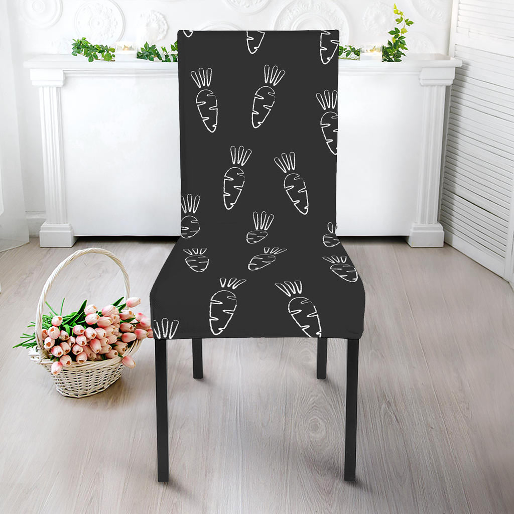 Black And White Carrot Pattern Print Dining Chair Slipcover