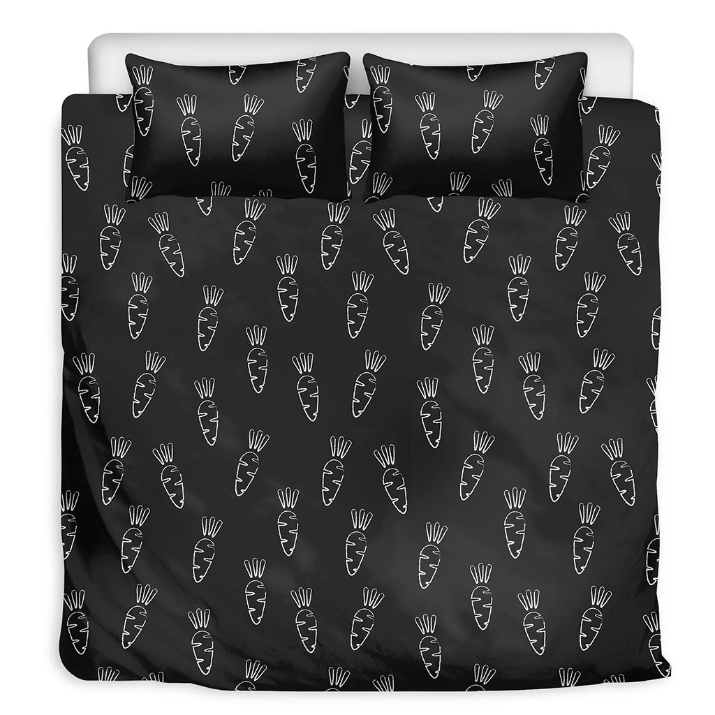 Black And White Carrot Pattern Print Duvet Cover Bedding Set