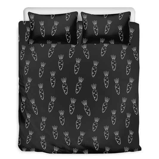 Black And White Carrot Pattern Print Duvet Cover Bedding Set