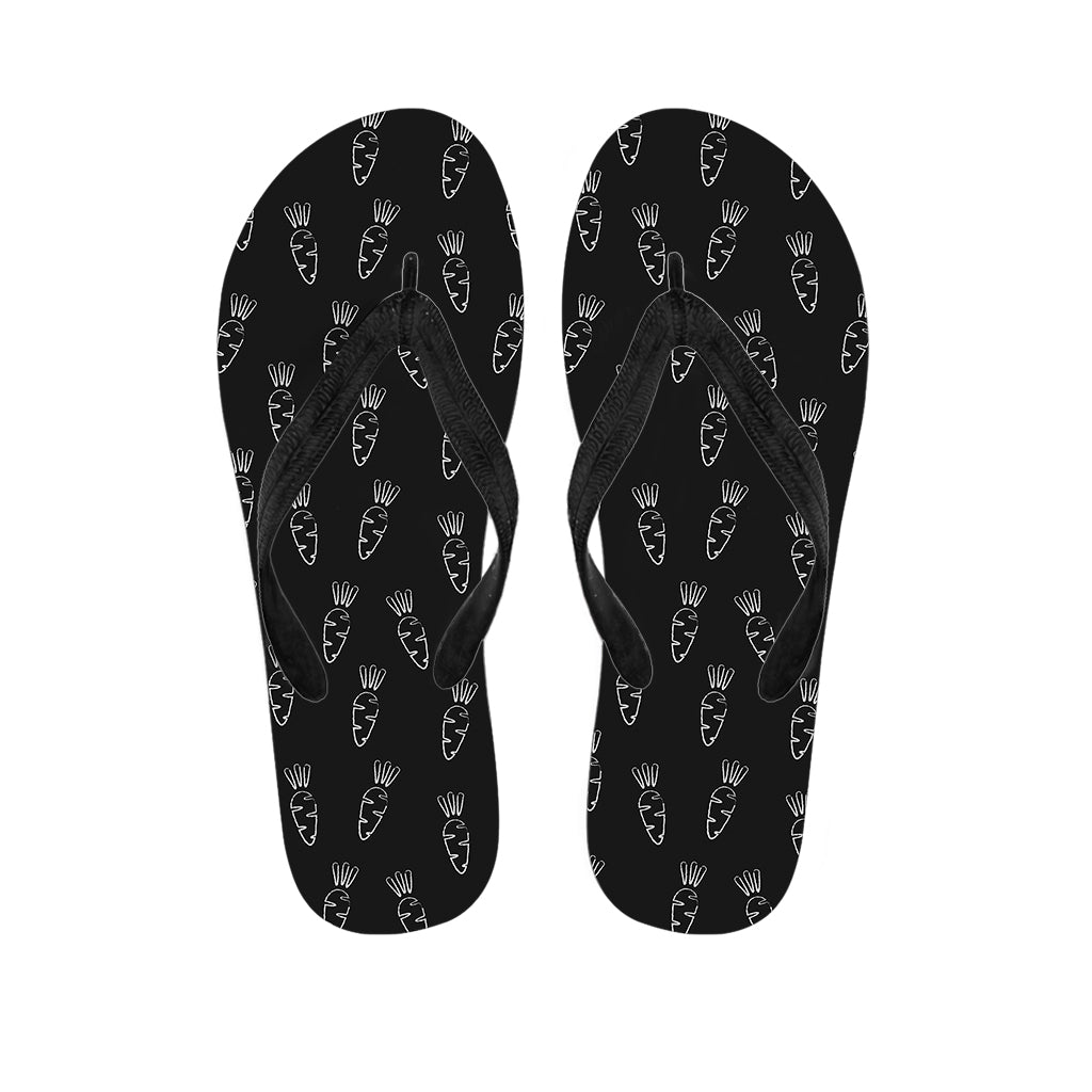 Black And White Carrot Pattern Print Flip Flops