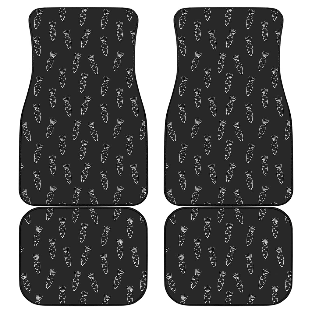 Black And White Carrot Pattern Print Front and Back Car Floor Mats