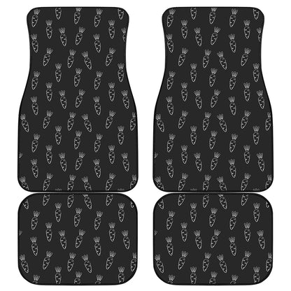 Black And White Carrot Pattern Print Front and Back Car Floor Mats