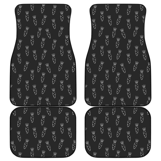 Black And White Carrot Pattern Print Front and Back Car Floor Mats