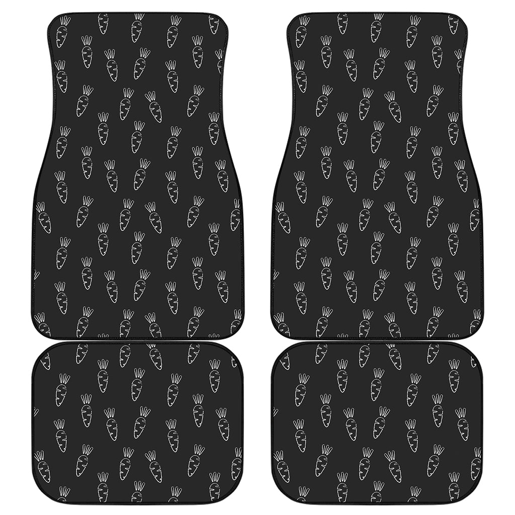 Black And White Carrot Pattern Print Front and Back Car Floor Mats