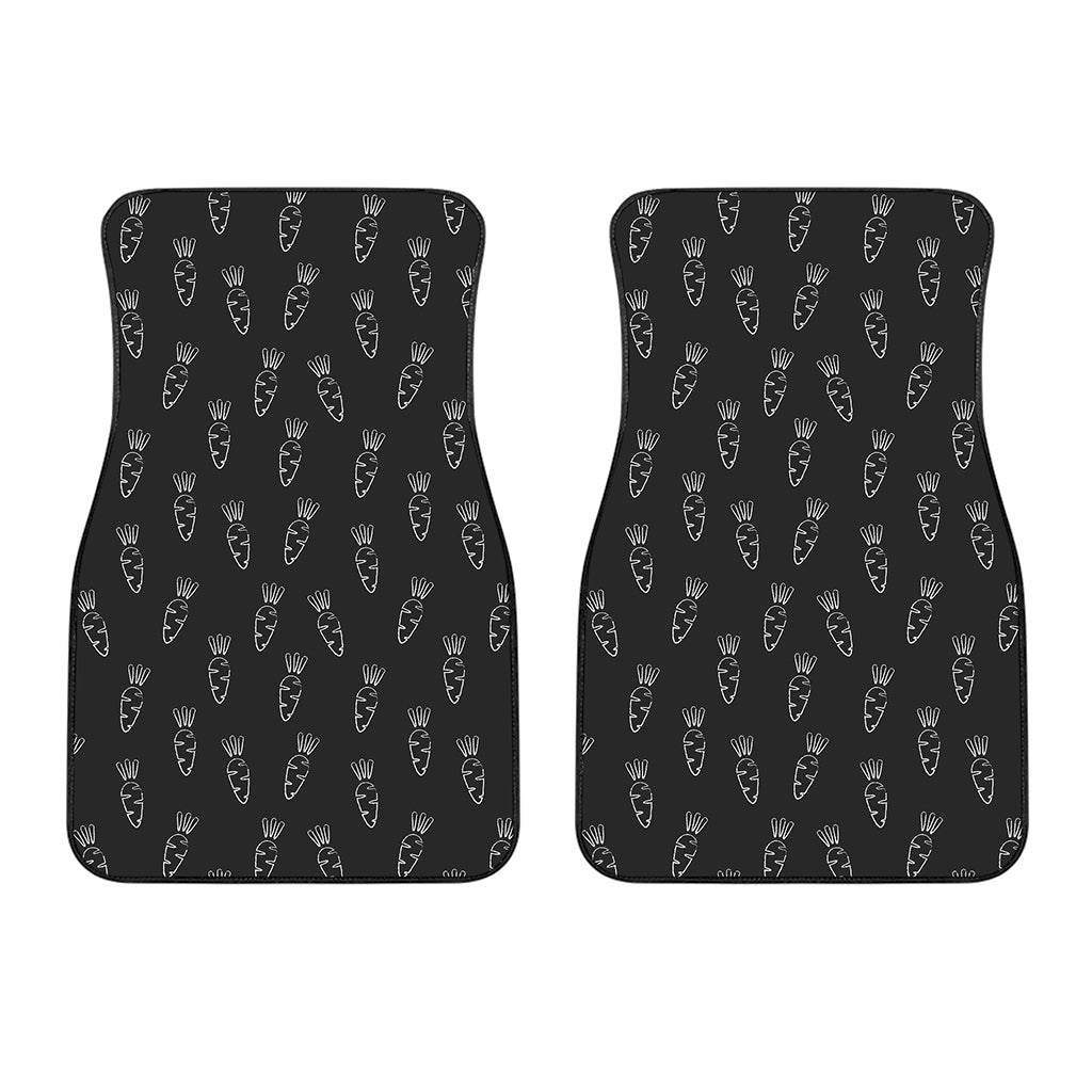 Black And White Carrot Pattern Print Front Car Floor Mats