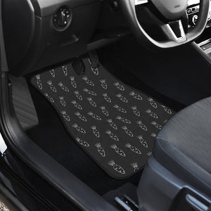 Black And White Carrot Pattern Print Front Car Floor Mats