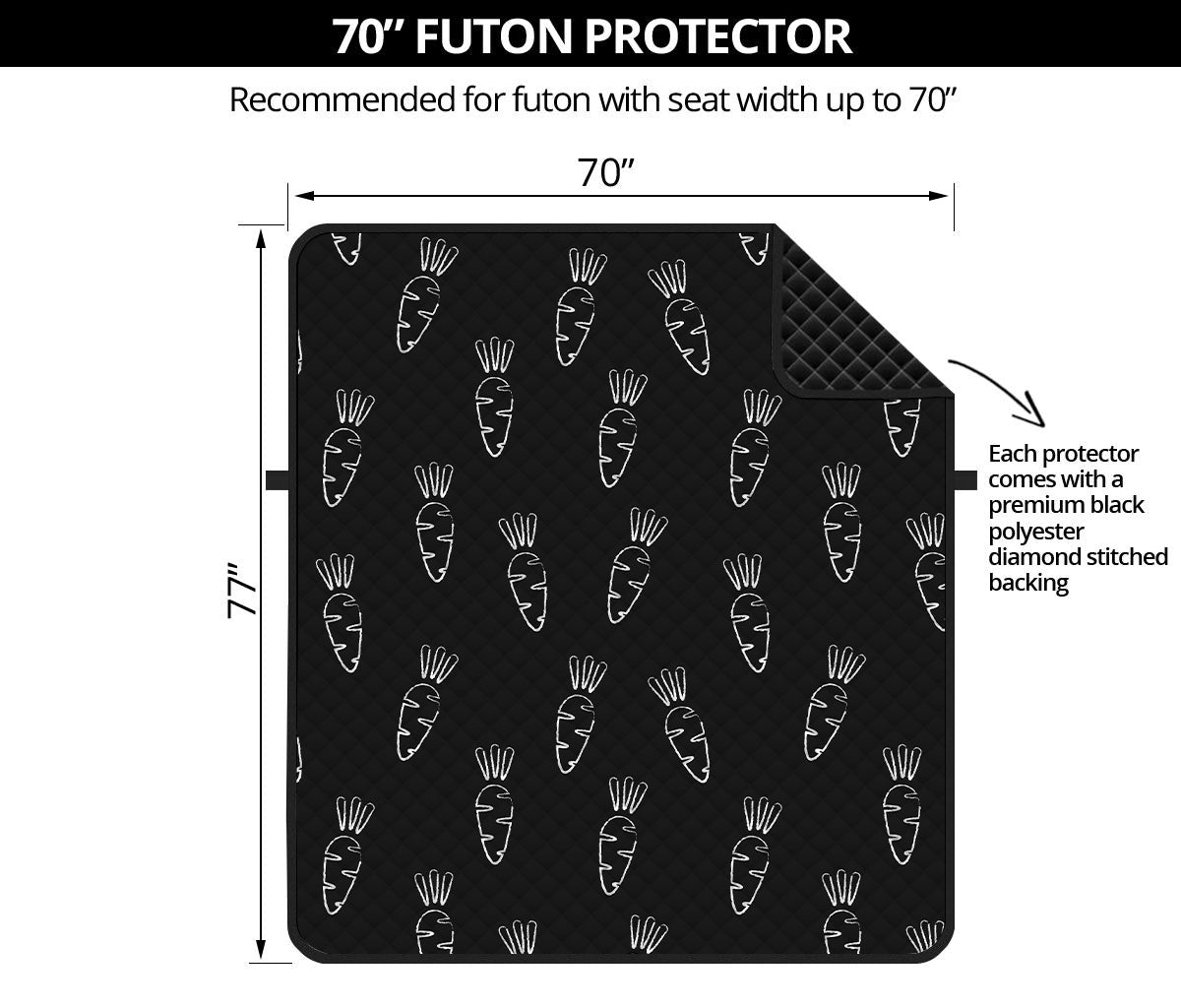 Black And White Carrot Pattern Print Futon Protector