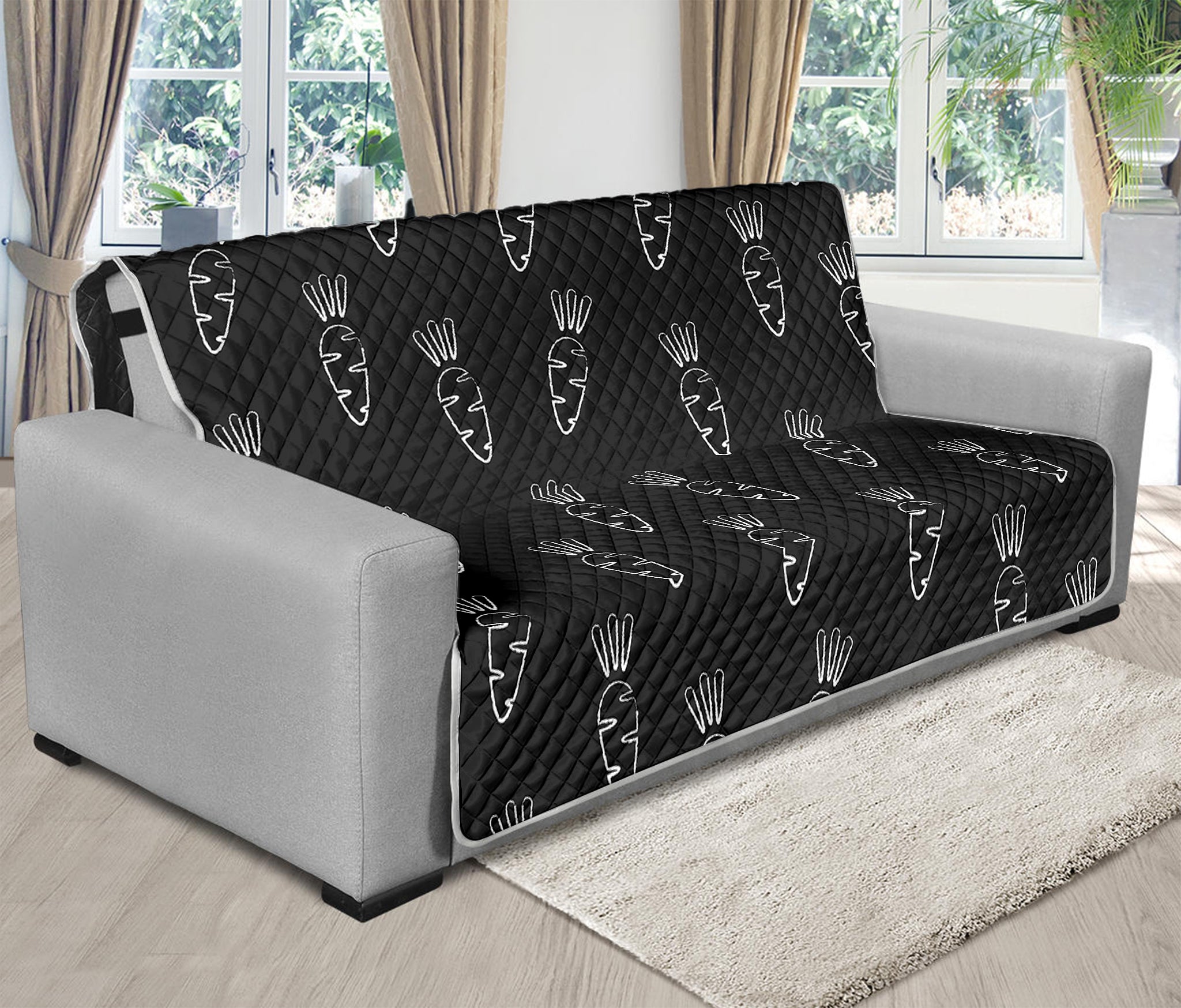 Black And White Carrot Pattern Print Futon Protector