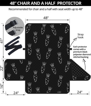 Black And White Carrot Pattern Print Half Sofa Protector