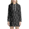 Black And White Carrot Pattern Print Hoodie Dress