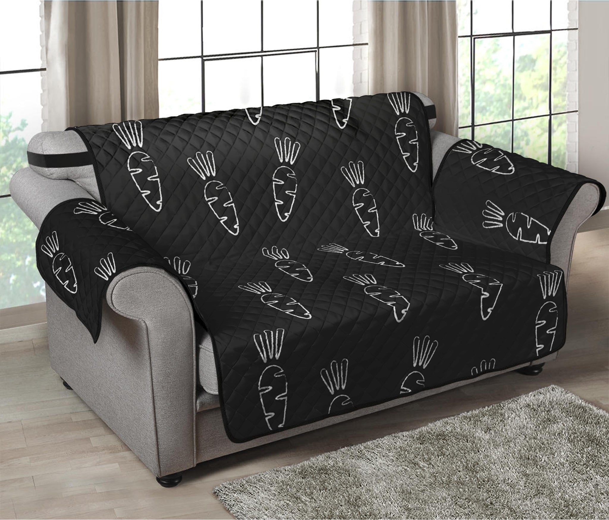 Black And White Carrot Pattern Print Loveseat Protector