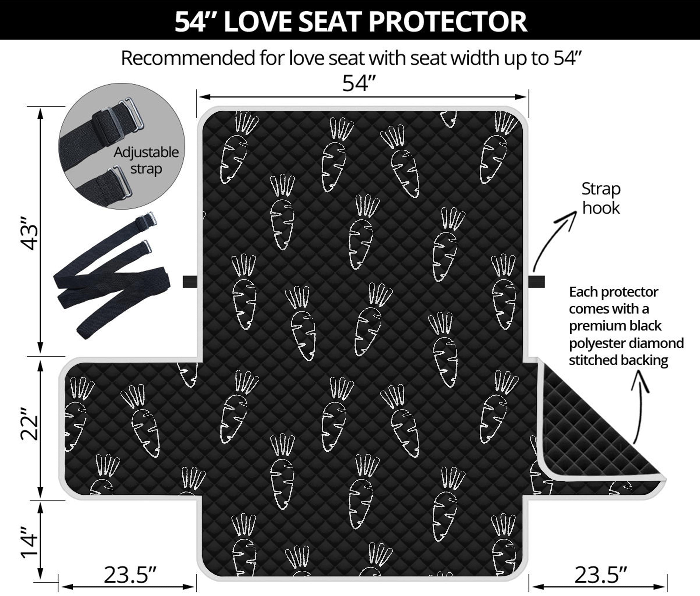 Black And White Carrot Pattern Print Loveseat Protector