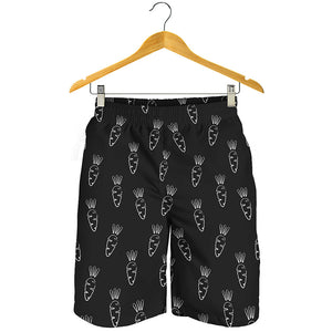 Black And White Carrot Pattern Print Men's Shorts