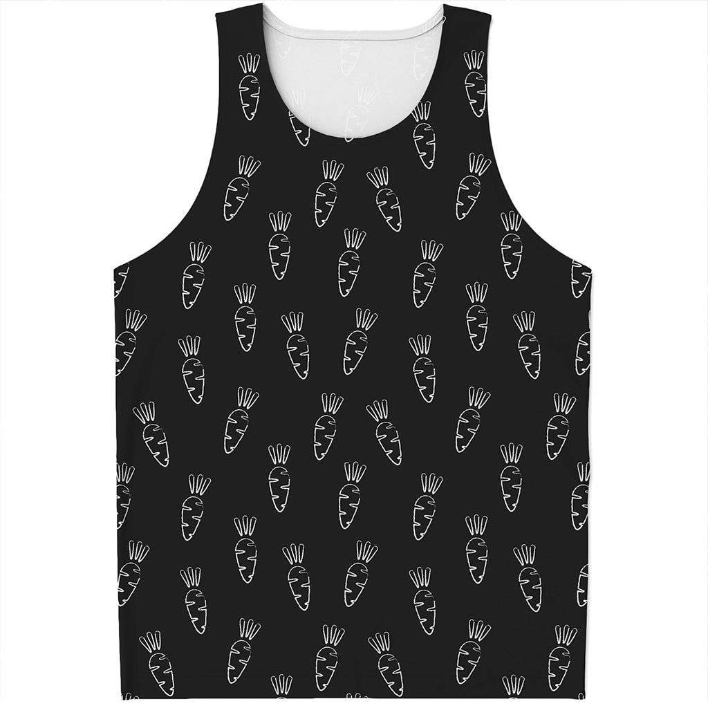 Black And White Carrot Pattern Print Men's Tank Top