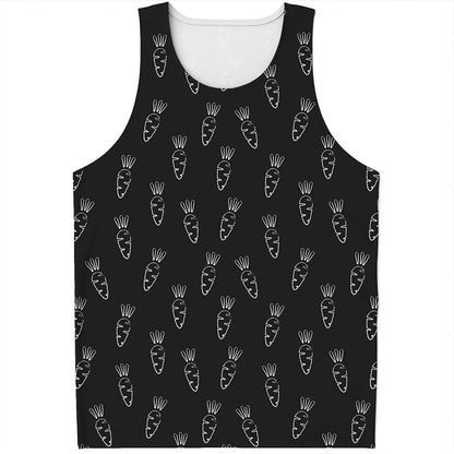 Black And White Carrot Pattern Print Men's Tank Top